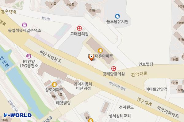 안양시 좋은이웃교회 위치 지도 — 경기도 안양시 동안구 경수대로 938