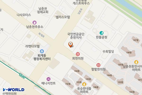 춘천시 k-water 강원지역협력본부 위치 지도 — 강원특별자치도 춘천시 퇴계로 93번길 3