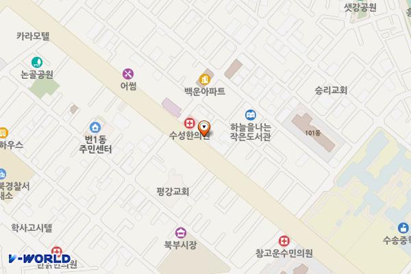 서울시 강북구 번1동주민센터 위치 지도 — 서울특별시 강북구 한천로 996