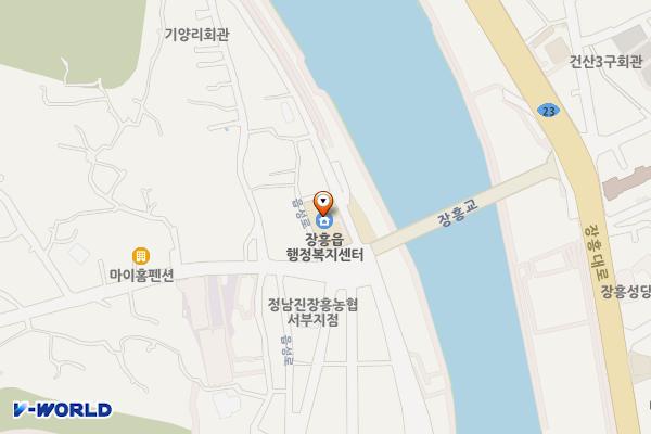 기양리50번지외공영주차장 위치 지도 — 전남광주통합특별시 장흥군 장흥읍 칠거리예양로 83