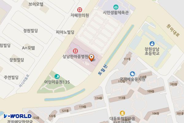 창원한마음병원 위치 지도 — 경상남도 창원시 성산구 원이대로682번길 21