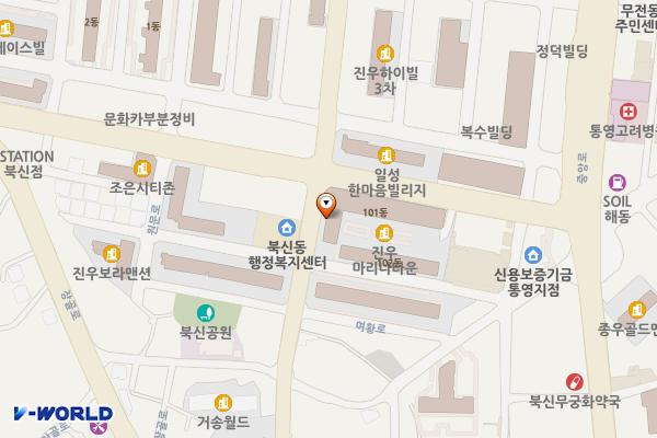 북신동행정복지센터 위치 지도 — 경상남도 통영시 여황로 403-6 (북신동, 북신동행정복지센터)