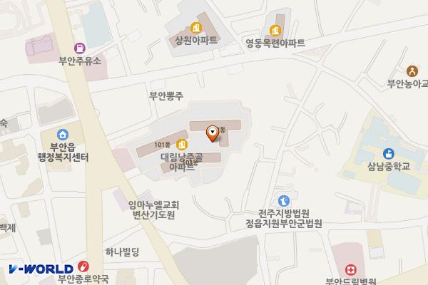 부안읍사무소 위치 지도 — 전북특별자치도 부안군 부안읍 석정로 182 (동중리, 부안읍사무소)