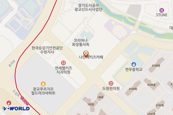 이의동센트럴프라자 위치 지도 — 경기도 수원시 영통구 센트럴타운로 106 (이의동, 센트럴프라자)