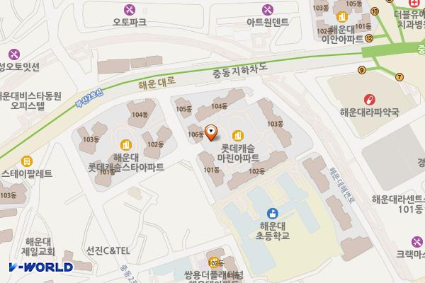 중동롯데캐슬마린아파트 위치 지도 — 부산광역시 해운대구 중동2로34번길 29 (중동, 롯데캐슬마린아파트)