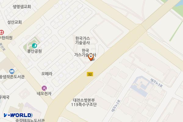 한국가스기술공사 위치 지도 — 대전광역시 유성구 대덕대로 1227 (봉산동     한국가스기술공사)