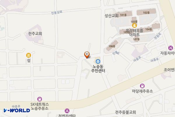 세량제주차장 위치 지도 — 전북특별자치도 전주시 완산구 인봉1길 54 (중노송동     노송동주민센터)