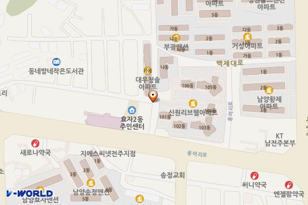 효자2동주민센터 위치 지도 — 전북특별자치도 전주시 완산구 오두정1길 1 (효자동1가     효자2동주민센터)