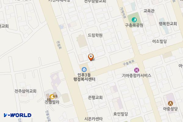 덕진구인후3동주민센터 위치 지도 — 전북특별자치도 전주시 덕진구 구총목로 11 (인후동1가     인후3동주민센터(전주시평생학습센터))