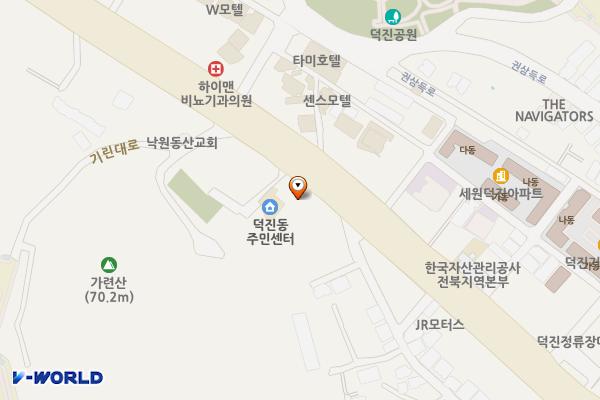 덕진동주민센터 위치 지도 — 전북특별자치도 전주시 덕진구 기린대로 533-7 (덕진동1가     덕진동주민센터)