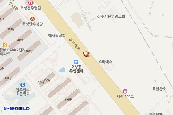 호성동주민센터 위치 지도 — 전북특별자치도 전주시 덕진구 동부대로 869 (호성동1가     호성동주민센터)