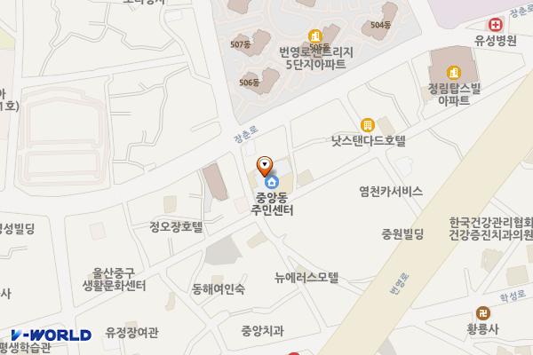 울산중앙동행정복지센터 위치 지도 — 울산광역시 중구 중앙길 199