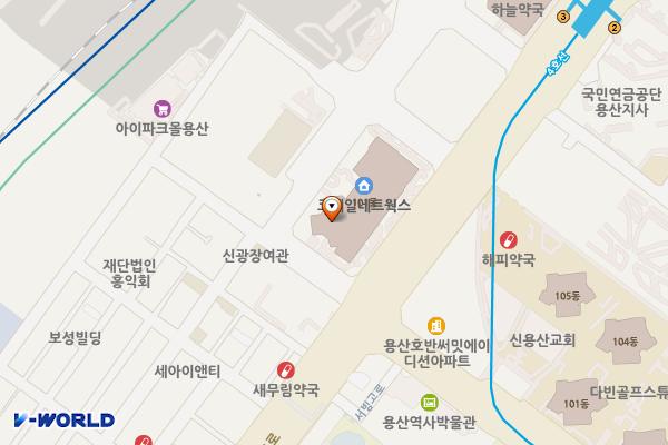 서울시 용산구 용산푸르지오써밋 위치 지도 — 서울특별시 용산구 한강대로 69