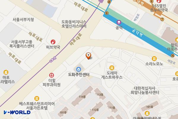 서울시 마포구 나눔빌딩 위치 지도 — 서울특별시 마포구 도화길 43