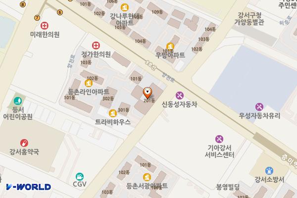 서울시 강서구 강변샤르망2단지 위치 지도 — 서울특별시 강서구 공항대로45길 101