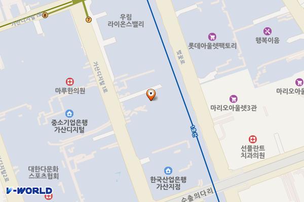 서울시 금천구 더스카이밸리1차 위치 지도 — 서울특별시 금천구 가산디지털1로 142