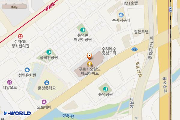 수지푸르지오월드마크상가 위치 지도 — 경기도 용인시 수지구 포은대로 467 (풍덕천동, 수지푸르지오월드마크)