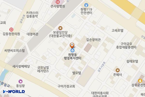 구미시 원평동행정복지센터 위치 지도 — 경상북도 구미시 구미중앙로25길 20