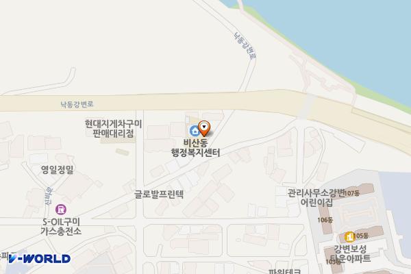 구미시 비산동행정복지센터구청사 위치 지도 — 경상북도 구미시 신비로 177-3 (비산동, 비산동행정복지센터)