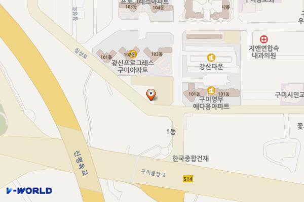 구미시 신평1동행정복지센터 위치 지도 — 경상북도 구미시 칠성로 32