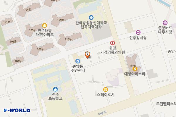 전주중앙동주민센터 위치 지도 — 전북특별자치도 전주시 완산구 태평3길 43-17 (태평동, 중앙동주민센터)