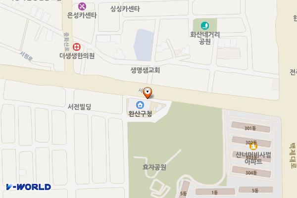 완산구청 위치 지도 — 전북특별자치도 전주시 완산구 서원로 232 (효자동1가, 완산구청)