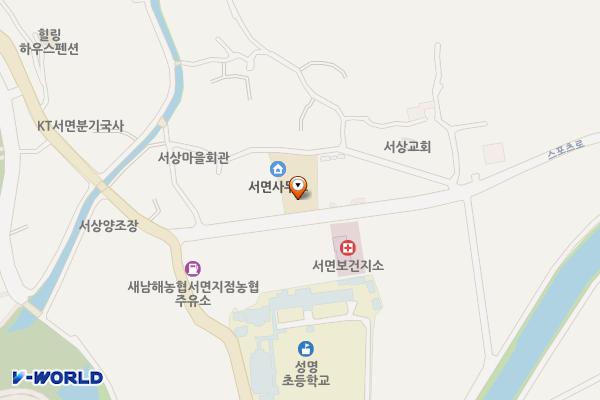 남해 서면사무소 위치 지도 — 경상남도 남해군 서면 스포츠로 676 (서상리, 서면사무소)
