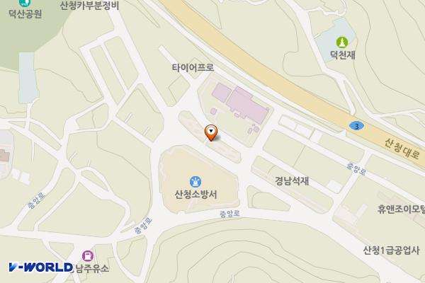 산청보건의료원 주변 주차장 위치 지도 — 경상남도 산청군 산청읍 지리 776-10