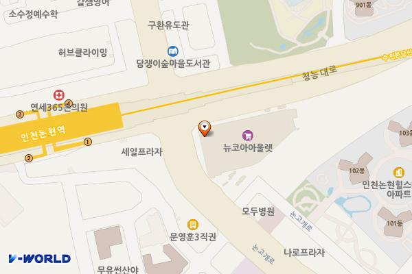인천논현푸르지오 위치 지도 — 인천광역시 남동구 청능대로 596