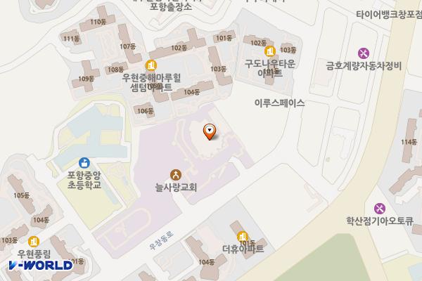 늘사랑교회 위치 지도 — 경상북도 포항시 북구 우창동로 97