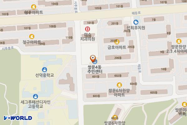 서울시 도봉구 쌍문4동주민센터 위치 지도 — 서울특별시 도봉구 시루봉로 62-7