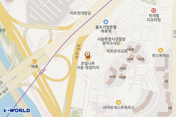 서울시 마포구 호텔나루서울엠갤러리 위치 지도 — 서울특별시 마포구 마포대로 8