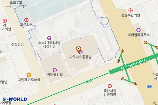 BMW차징스테이션 파르나스호텔 위치 지도 — 서울특별시 강남구 테헤란로 521
