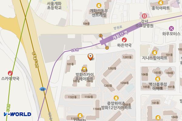 서울시 강서구 방화2동주민센터 위치 지도 — 서울특별시 강서구 개화동로21길 52