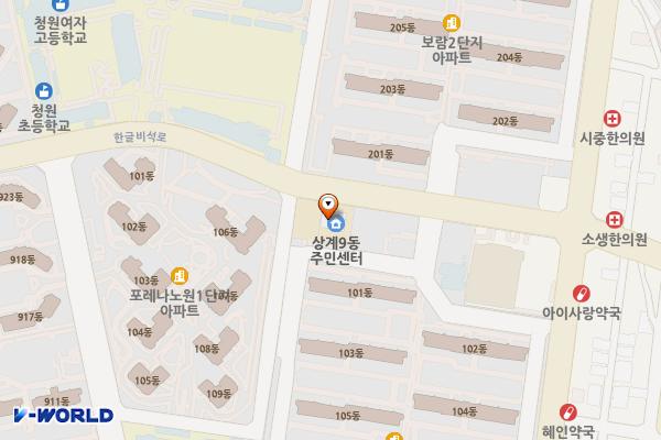 서울시 노원구 상계9동주민센터 위치 지도 — 서울특별시 노원구 한글비석로 487