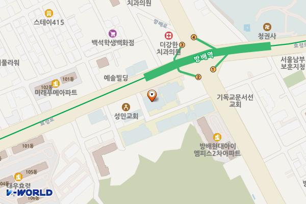 서울시 서초구 백석대학교비젼센터 위치 지도 — 서울특별시 서초구 효령로 114
