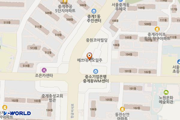서울시 노원구 중계그랜드프라자 위치 지도 — 서울특별시 노원구 한글비석로 264