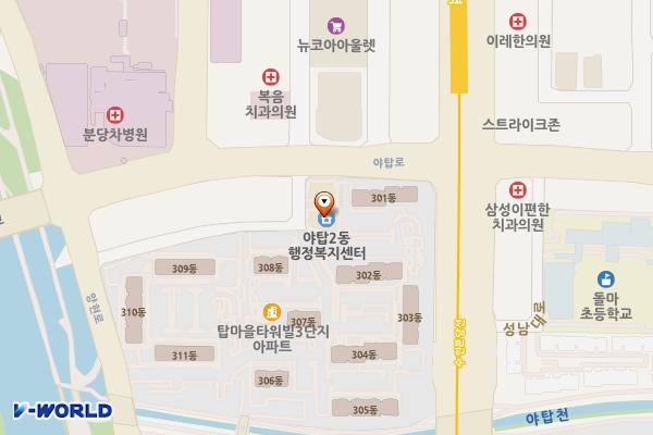 성남시 야탑2동행정복지센터 위치 지도 — 경기도 성남시 분당구 야탑로76번길 5