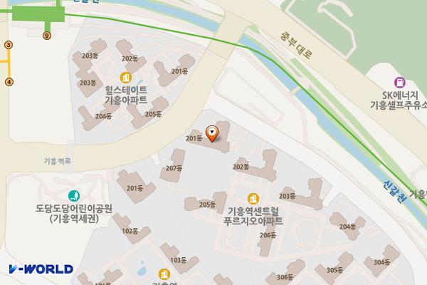 용인시 기흥역센트럴푸르지오오피스텔 위치 지도 — 경기도 용인시 기흥구 기흥역로58번길 10