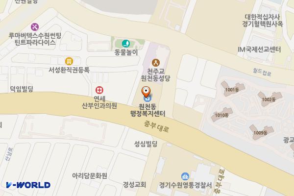 수원시 원천동행정복지센터 위치 지도 — 경기도 수원시 영통구 중부대로 339
