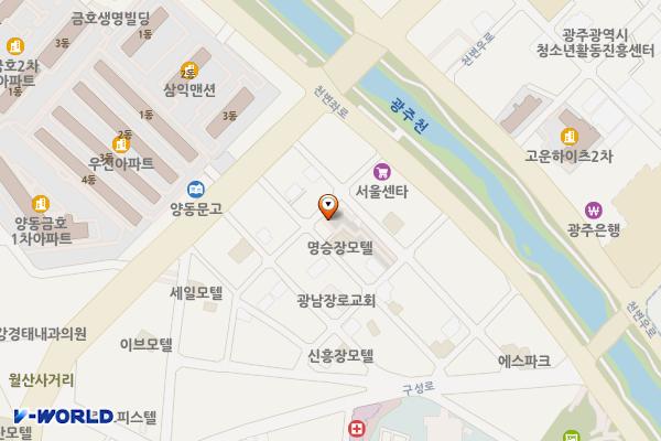 양동산업용품주차장 위치 지도 — 전남광주통합특별시 서구 천변좌로298번길 5