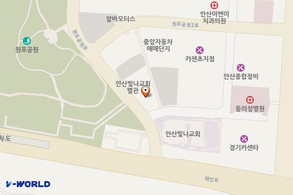 안산시 플러스빌딩 위치 지도 — 경기도 안산시 단원구 원포공원로 10