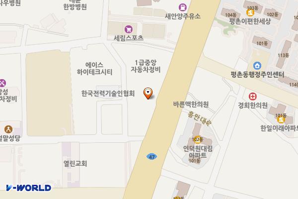 안양시 평촌K비즈리움 위치 지도 — 경기도 안양시 동안구 흥안대로 445