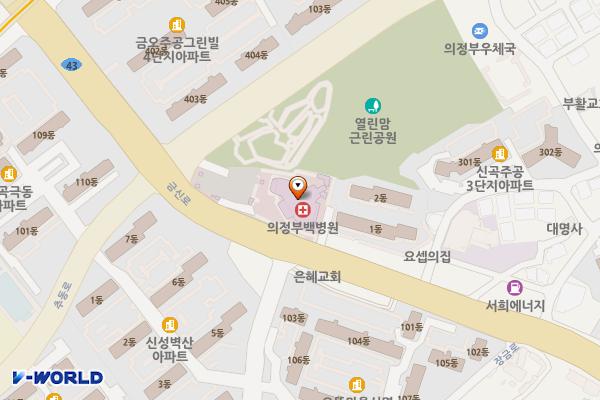의정부시 의정부백병원 위치 지도 — 경기도 의정부시 금신로 322