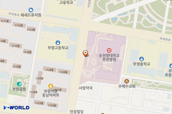 부천시 순천향대학교부속부천병원 위치 지도 — 경기도 부천시 조마루로 170