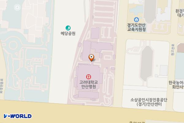 안산시 고려대학교안산병원 위치 지도 — 경기도 안산시 단원구 적금로 123