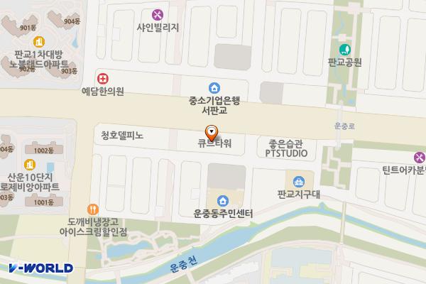 성남시 큐브타워오피스텔 위치 지도 — 경기도 성남시 분당구 운중로 132