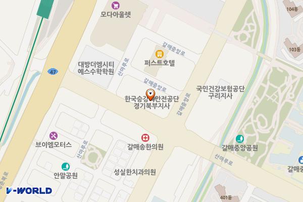 구리시 진영트윈타워 위치 지도 — 경기도 구리시 산마루로 19