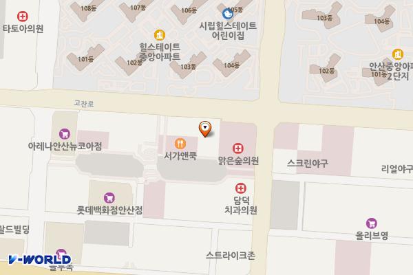 안산시 지스타프라자 위치 지도 — 경기도 안산시 단원구 고잔로 88