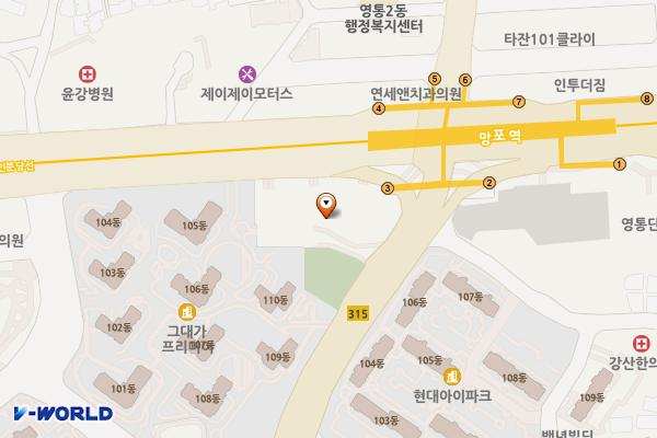 수원시 골든스퀘어 위치 지도 — 경기도 수원시 영통구 영통로 195